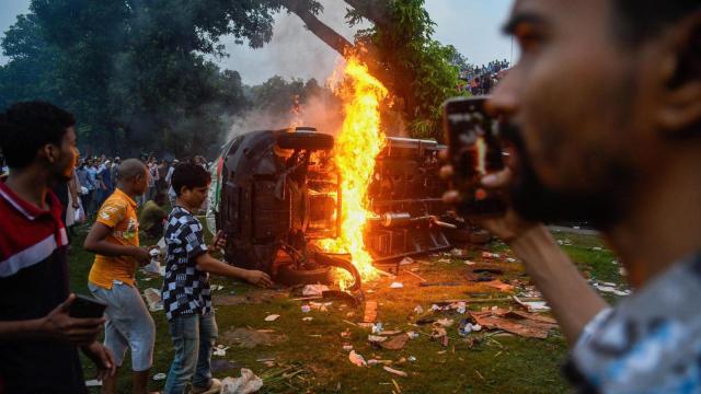 Imagen de las protestas en Bangladesh.