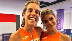 La atleta soriana Marta Pérez junto a la segoviana Águeda Marqués en los Juegos Olímpicos de París