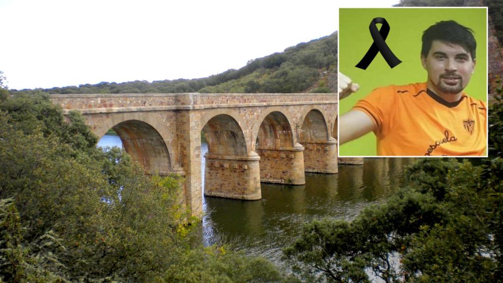 Montaje con una fotografía de Omar Bruña y el Puente Quintos