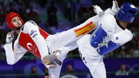 Javier Pérez Polo, durante su combate por el bronce en los JJOO.