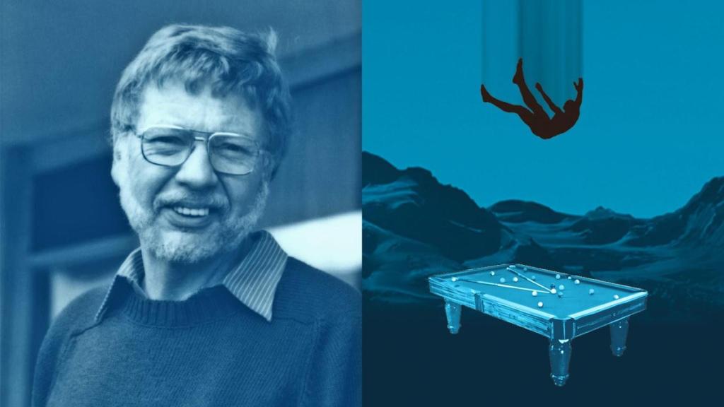 El escritor Walter Tevis. Collage a partir de la portada de la edición de Alfaguara de su libro 'El hombre que cayó a la Tierra'