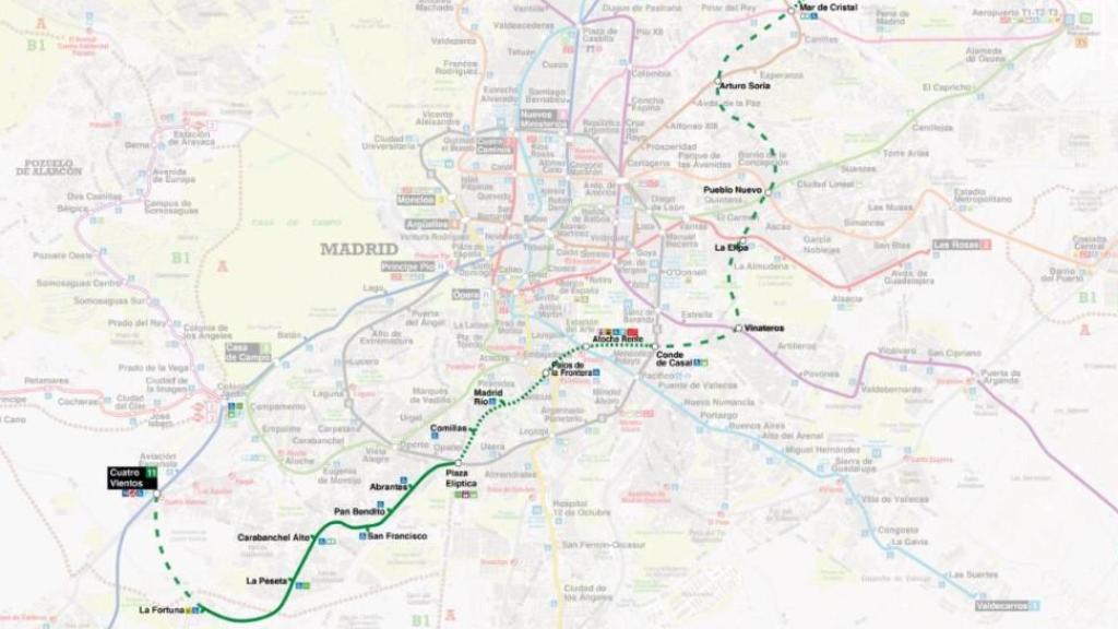 Plano de la Diagonal de Madrid.