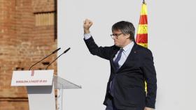 El expresidente catalán Carles Puigdemont durante su acto en Barcelona.