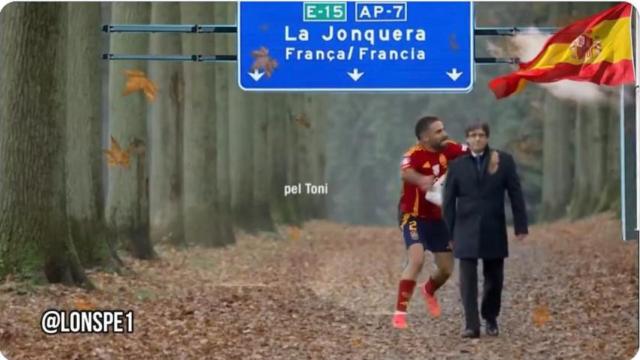 Dani Carvajal frenando a Puigdemont