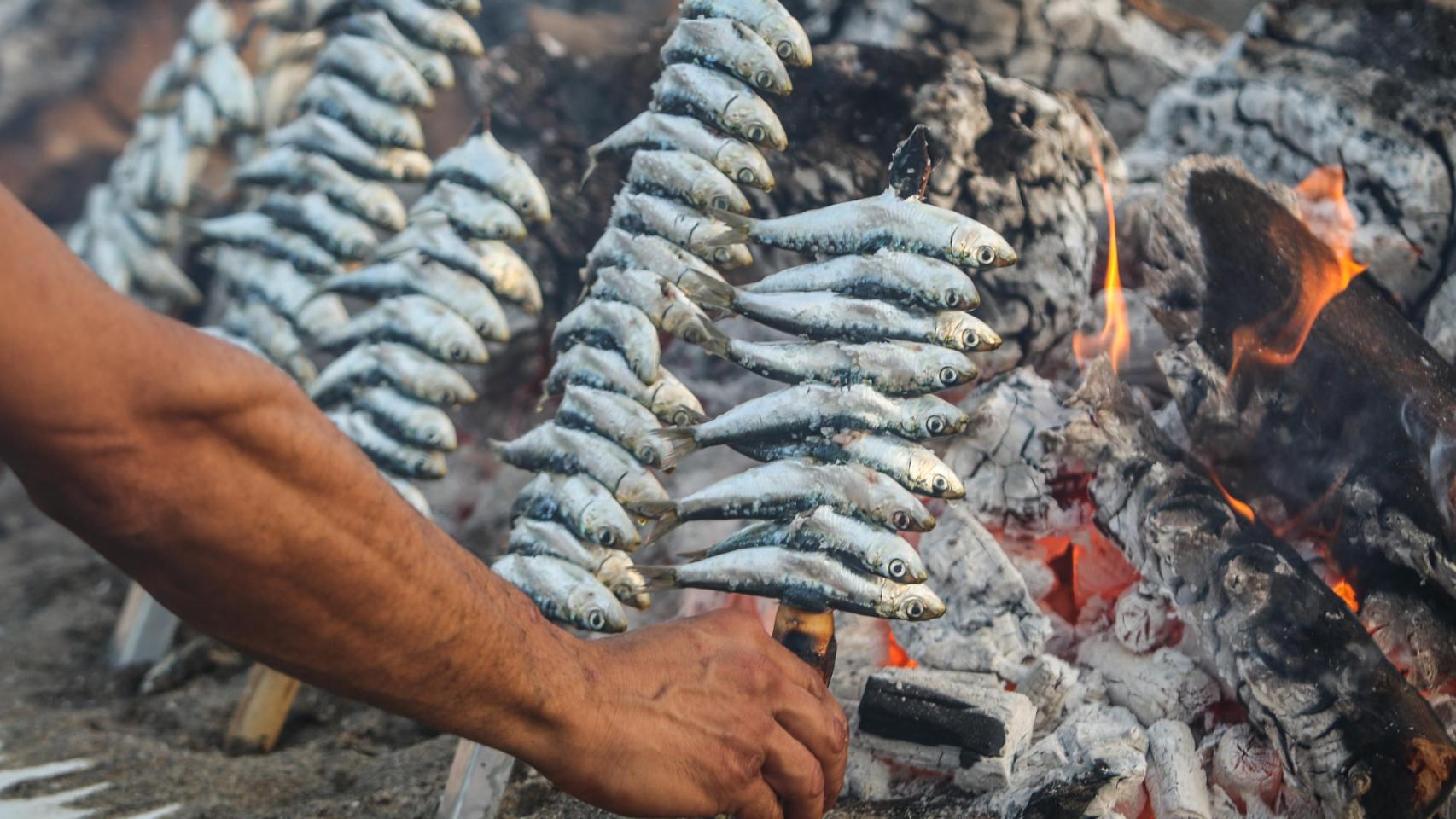 Espetos de un chiringuito gaditano