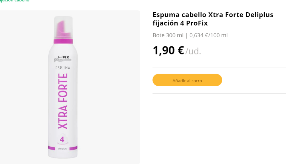 Espuma cabello Xtra Forte Deliplus fijación 4 ProFix.