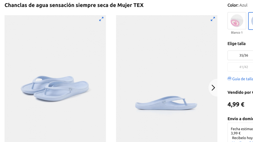 Chanclas sensación siempre seca.