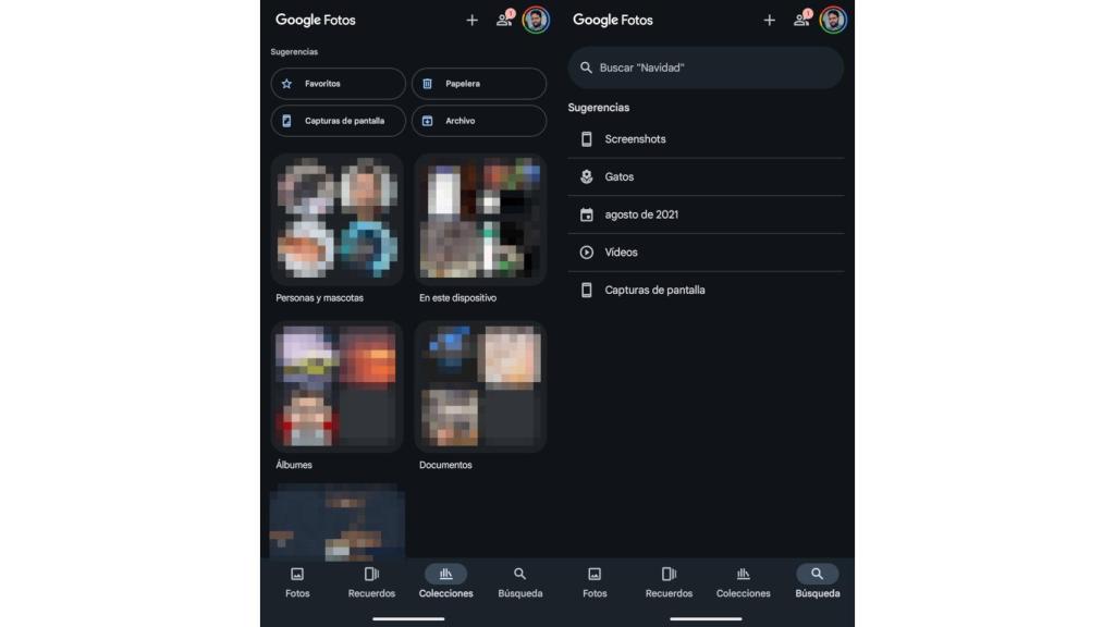 Sección de Colecciones y la nueva Búsqueda de Google Fotos