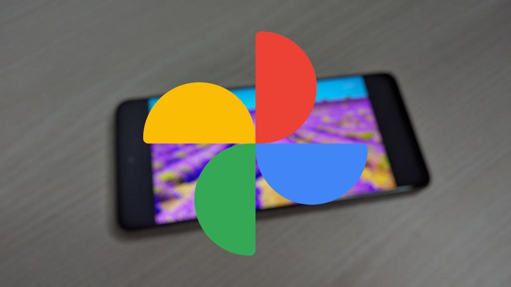 Icono de Google Fotos sobre un móvil