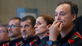 Eduard Sallent, en primer plano, durante un acto de los Mossos.