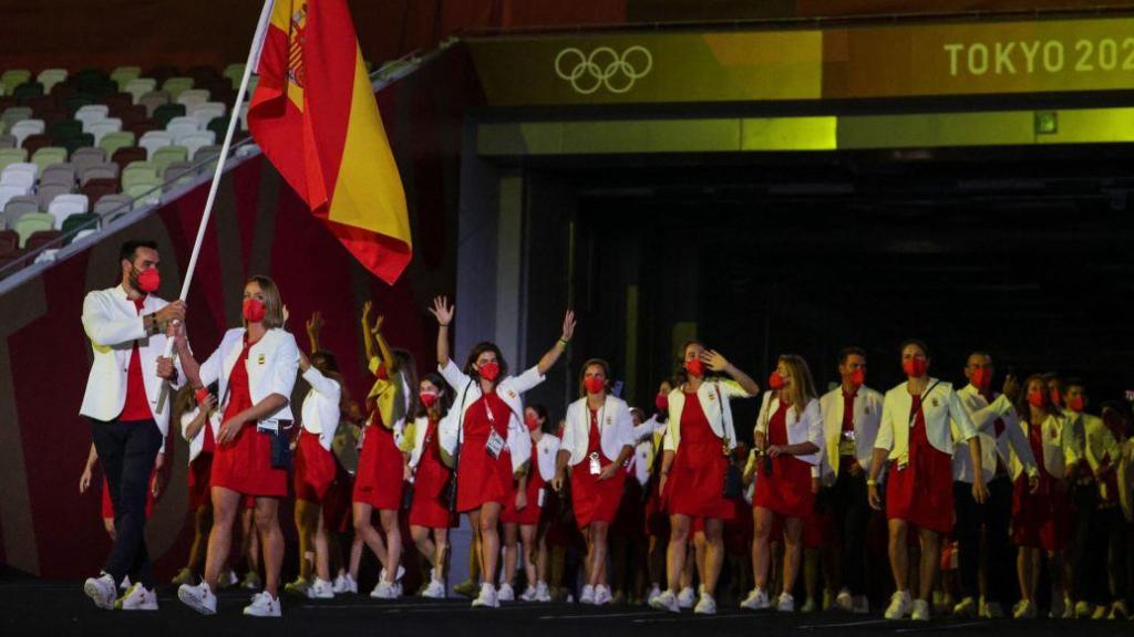 Saúl Craviotto, durante una ceremonia en Juegos Olímpicos.