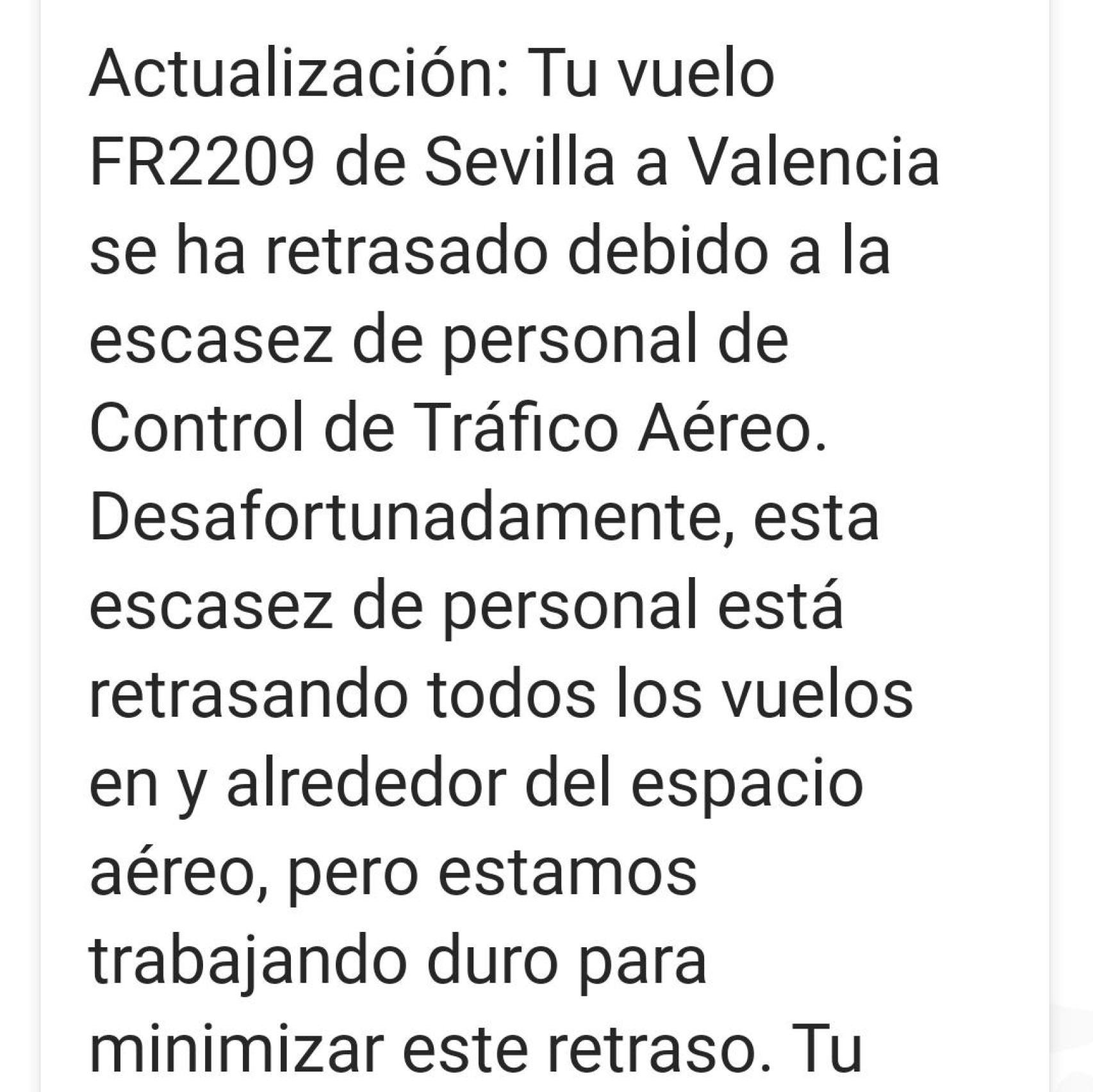 Mensaje de la aerolínea a los pasajeros afectados