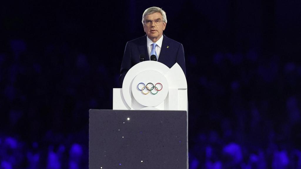 Thomas Bach, presidente del COI, interviene en la ceremonia