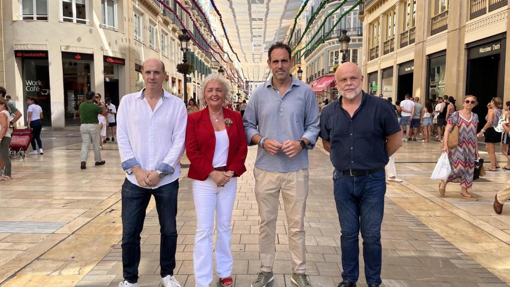 Teresa Porras, Javier Frutos, Rodrigo Bonanegra y Salvador Jiménez presentando la programación de la feria de Málaga