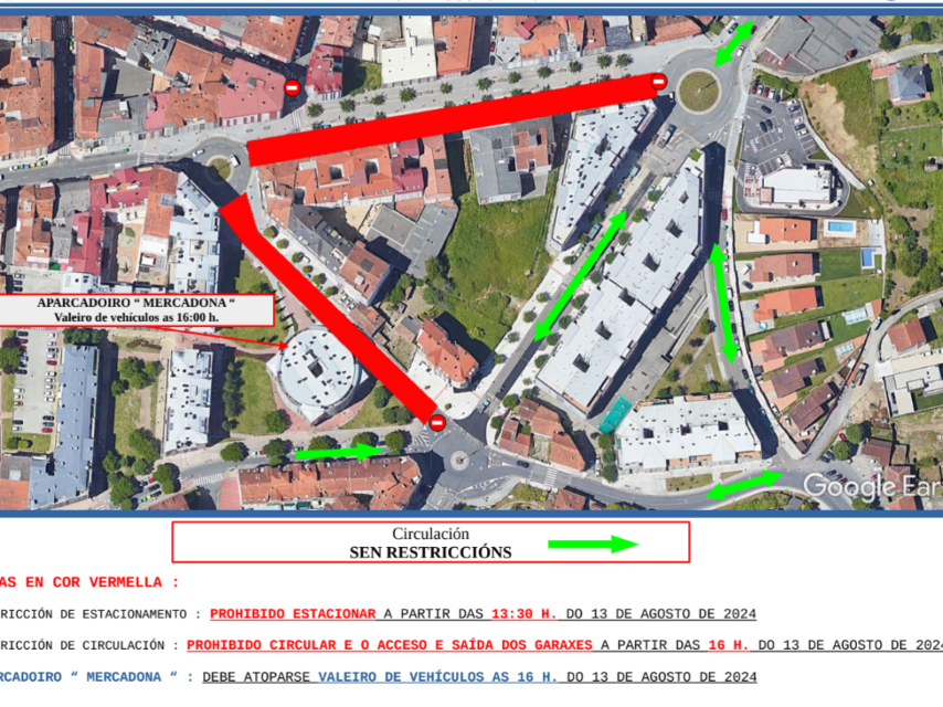 Indicaciones de tráfico para el día 13 de agosto en Pontevedra.