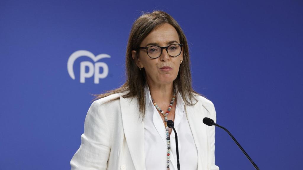 La responsable de Organización del PP, Carmen Fúnez, este lunes en Génova 13.