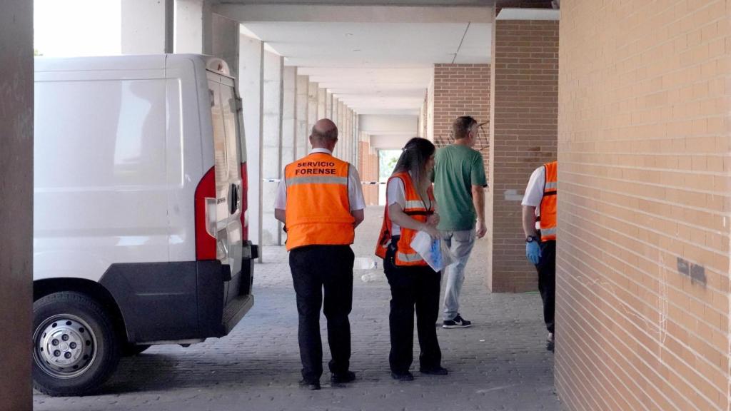 El servicio forense en la vivienda donde fue hallado el cuerpo sin vida de la mujer en Pajarillos