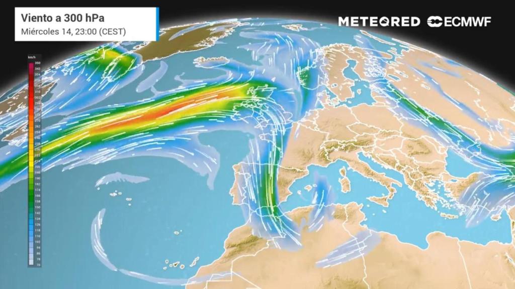 El mapa con la vaguada acercándose a España.