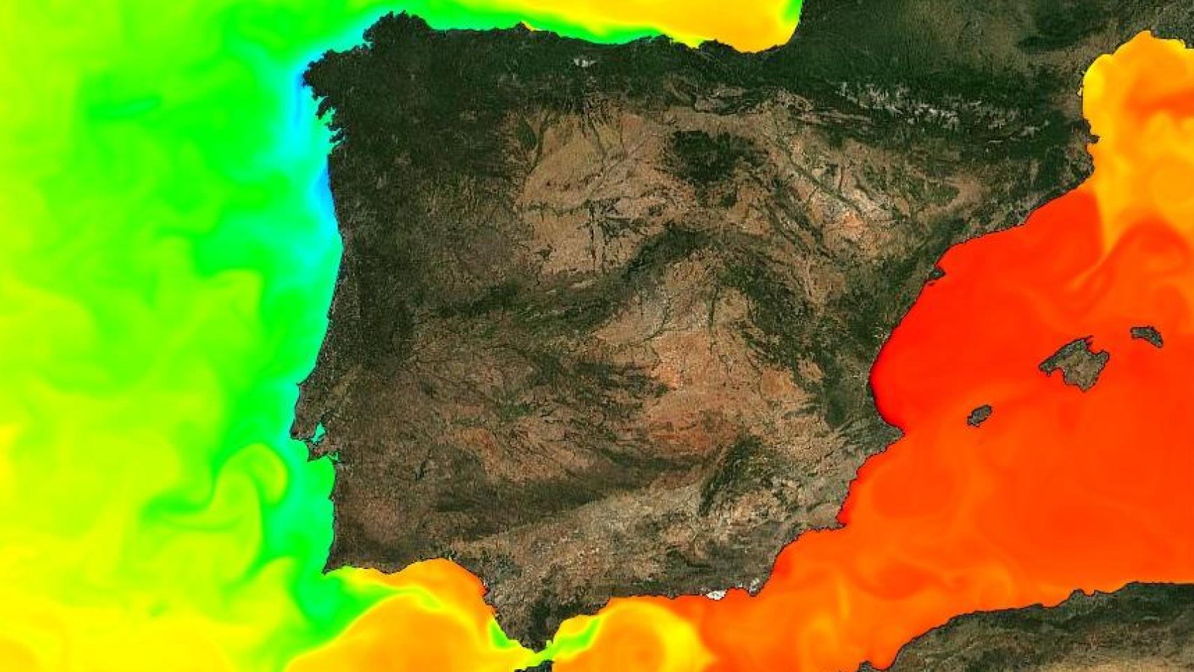 Temperatura de las aguas que rodean la Península Ibérica el pasado 10 de agosto.