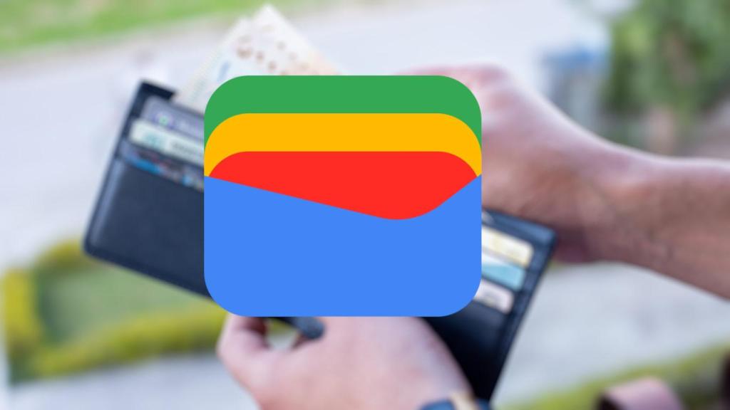 Icono de Google Wallet sobre una foto de una cartera