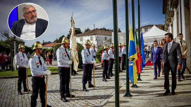 Celebración del acto de banderas y una imagen de Luis Falcón, periodista de EL ESPAÑOL- Noticias de Castilla y León