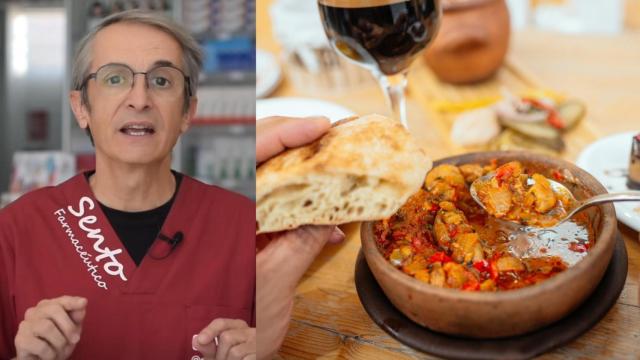 El farmacéutico Sento Segarra y un plato de comida.