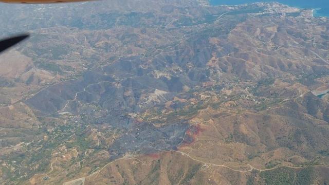 Imagen de la zona quemada en el incendio de Almuñécar.