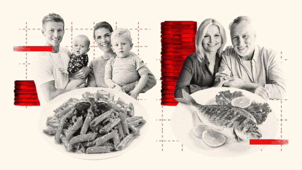 Montaje sobre las diferencias de alimentación entre generaciones.