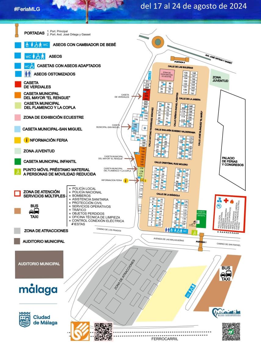 Plano de las casetas de la Feria de Málaga 2024.