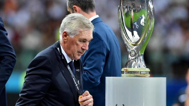 Carlo Ancelotti tras ganar con el Real Madrid la Supercopa de Eurocopa 2024