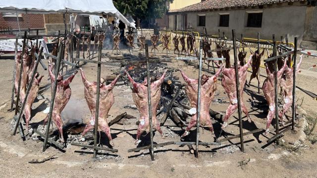 Lechazo Churro asado a la estaca en Sotobañado y Priorato