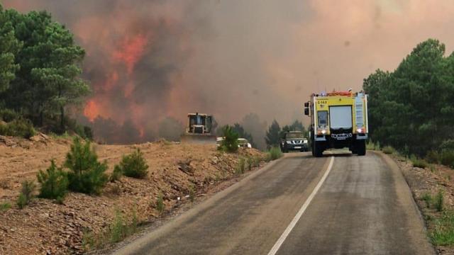 Los bomberos de la Diputación de Zamora, del parque Tierras de Aliste, claves en el incendio de Trabazos