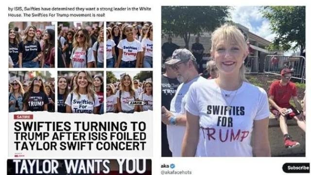 Trump comparte imágenes falsas de Taylor Swift y sus fans apoyando su candidatura.