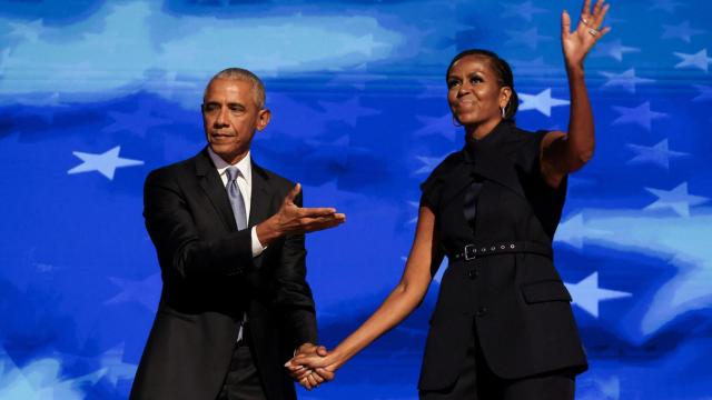 Barack y Michelle Obama este martes en la Convención Demócrata.