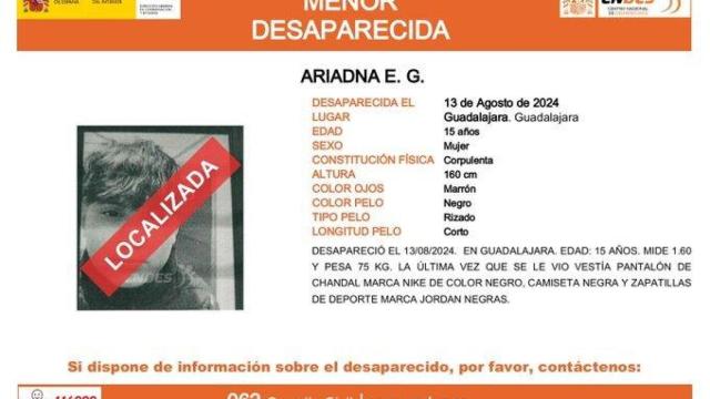 Localizan a Ariadna, la adolescente de 15 años que había desaparecido en Guadalajara