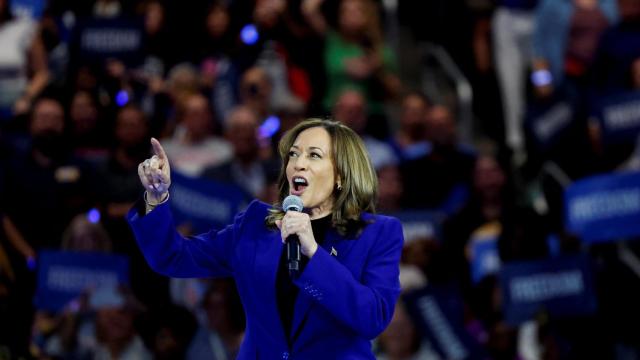 Kamala Harris durante su discurso de este martes en Milwaukee, Wisconsin.