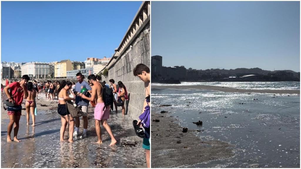 El mar llegando hasta el muro del Orzán