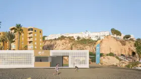 Infografía de la integración de la base náutica en la playa de la Cala, en Rincón de la Victoria.