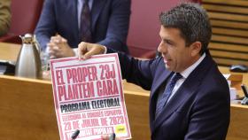 El presidente Carlos Mazón, el pasado mayo en Les Corts, cuando anunció el recurso de inconstitucionalidad.