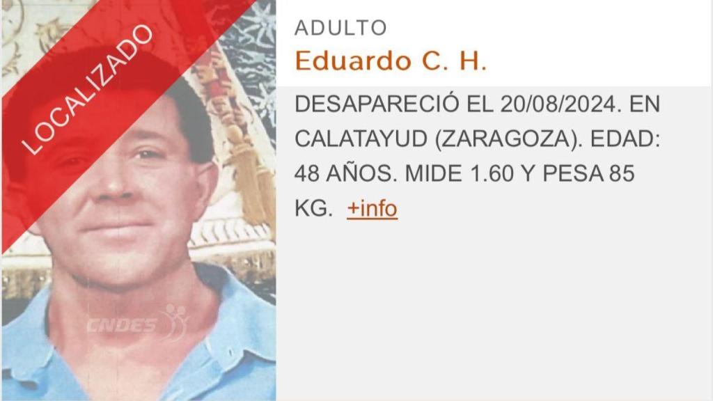 Eduardo, de 48 años, lleva desaparecido desde el día 20