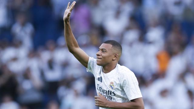 Kylian Mbappé, en su primer partido en el Santiago Bernabéu con el Real Madrid