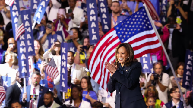 La candidata demócrata a la Presidencia de EEUU y vicepresidenta, Kamala Harris, este jueves en la Convención Nacional de Chicago.