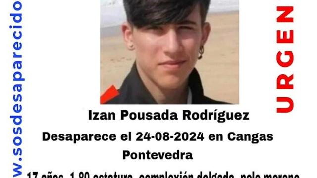 Buscan a Izan, un joven desaparecido en Cangas (Pontevedra)