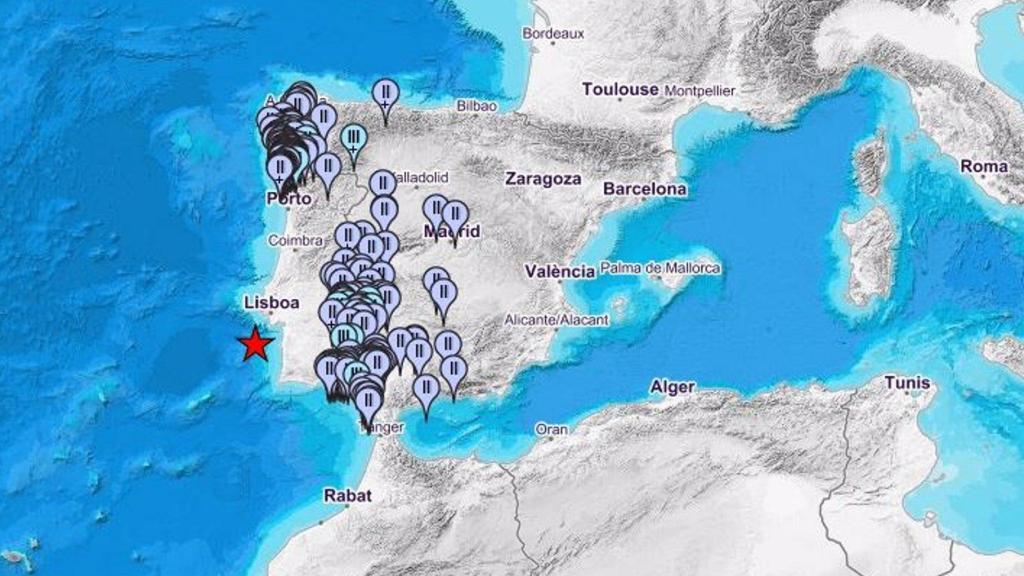 El IGN ha marcado con una estrella roja en el mapa el epicentro del terremoto.