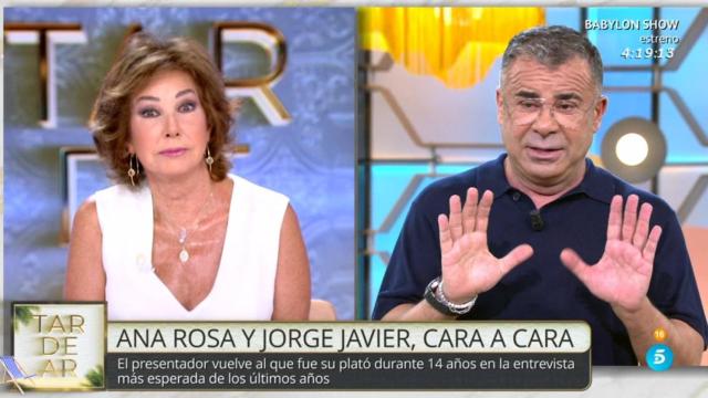 Jorge Javier Vázquez y Ana Rosa Quintana, este lunes en Telecinco.