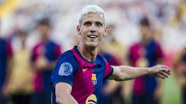 Dani Olmo, en el Trofeo Joan Gamper con el Barça