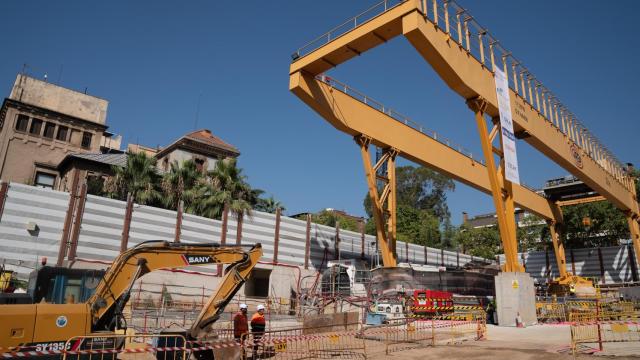 Las obras de la L9 del metro de Barcelona, en el pozo de Mandri.