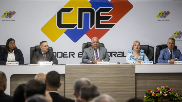 Los miembros del Consejo Nacional Electoral de Venezuela en Caracas.