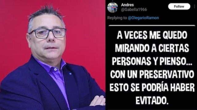 El concejal socialista en Ponferrada Andrés Gabella y su publicación en la red social X, en un montaje de EL ESPAÑOL