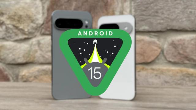 Icono de Android 15 sobre los Google Pixel 9